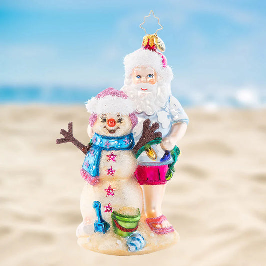 Christopher Radko SANDY SNOW TEAM Ornament 1021366 Santa Beach Snowman