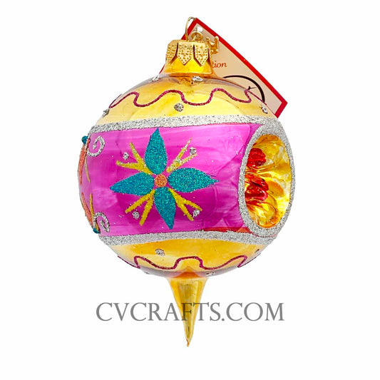 Magenta and Golden Yellow The Ornament King CANDY SPARKLER Assorted Ornament 42027B Christmas 2025