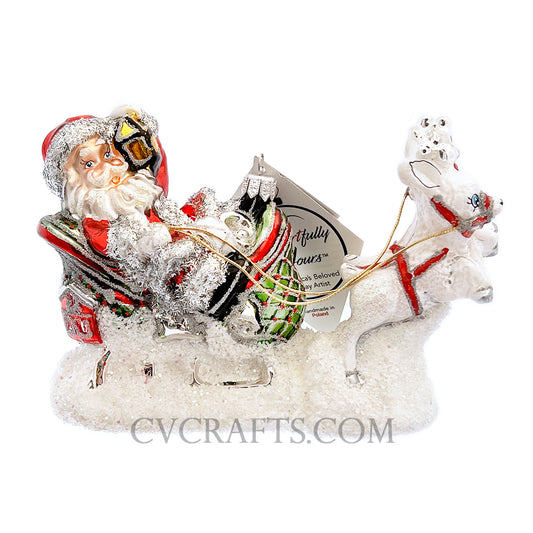 Heartfully Yours POLAR FLIGHT 21332 Ornament LE 360 Santa Sleigh Recoloration
