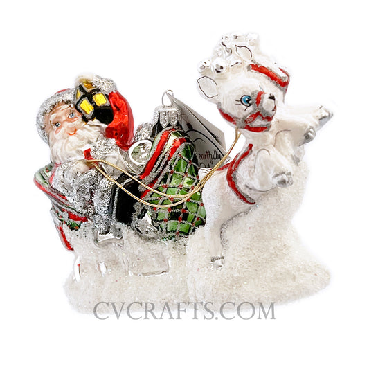 Heartfully Yours POLAR FLIGHT 21332A Ornament LE 360 Santa Sleigh Recoloration
