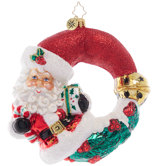 Christopher Radko CHRISTMAS WISHES SANTA WREATH Ornament 1021505