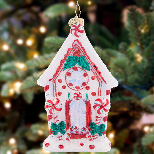 Christopher Radko CANDY CANE CHALET Ornament 1021188 Peppermint House