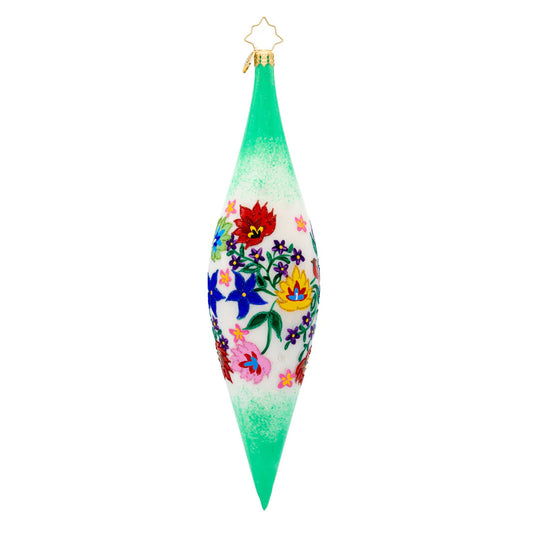 Christopher Radko Fantasia GREEN SEASON'S GLEAMINGS Ornament 1022116 Polish Drop