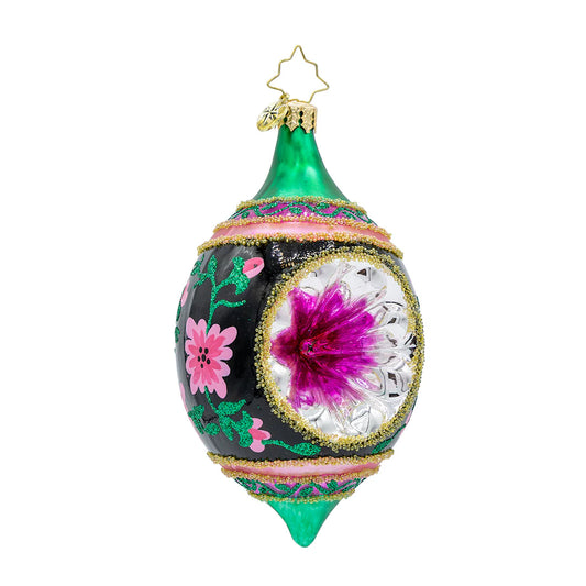 Christopher Radko Fantasia MIDNIGHT BLOSSOM DROP Ornament 1022478 Polish Drop