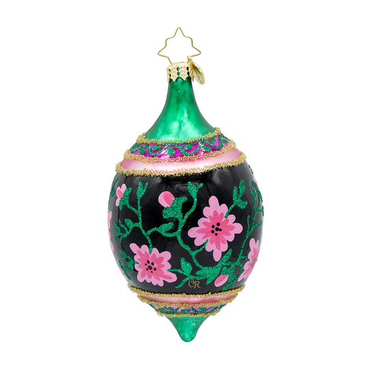 Christopher Radko Fantasia MIDNIGHT BLOSSOM DROP Ornament 1022478 Polish Drop