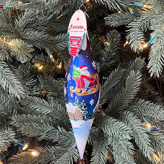 Christopher Radko Fantasia MOONLIGHT SLEIGH RIDE ICICLE Ornament 1022648 Santa Scene