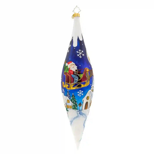 Christopher Radko Fantasia MOONLIGHT SLEIGH RIDE ICICLE Ornament 1022648 Santa Scene