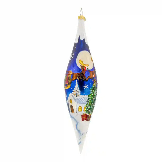 Christopher Radko Fantasia MOONLIGHT SLEIGH RIDE ICICLE Ornament 1022648 Santa Scene