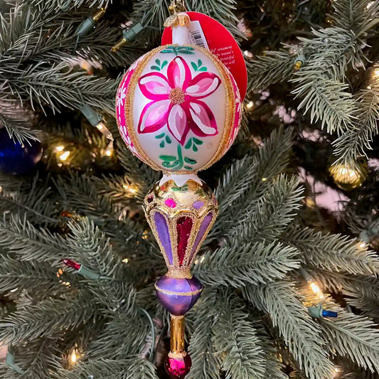 Christopher Radko Fantasia FUSCHIA FANTASY Ornament 1022654 Large Pink Floral Drop