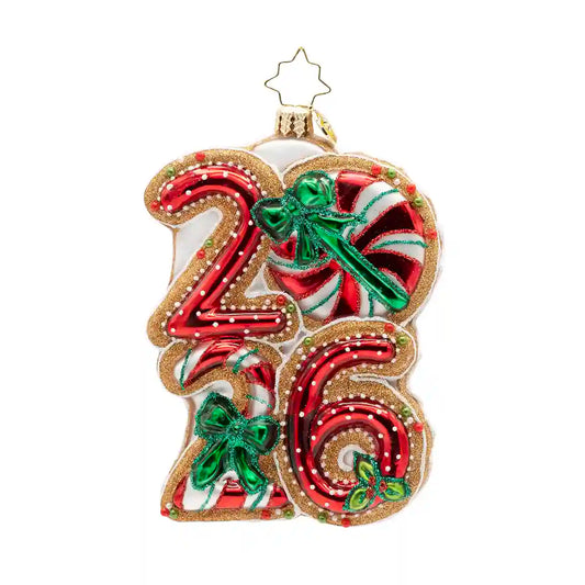 Christopher Radko SWEET START TO 2026 Ornament 1022781 Dated Peppermint