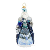 Christopher Radko FROZEN MAJESTY Ornament 1022787 Blue Santa