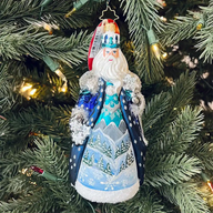 Christopher Radko FROZEN MAJESTY Ornament 1022787 Blue Santa