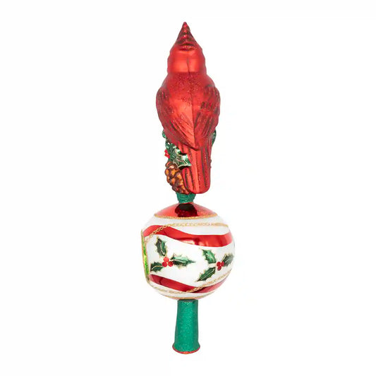 Christopher Radko MAJESTIC CARDINAL GREETINGS FINIAL 1022890 Tree Topper