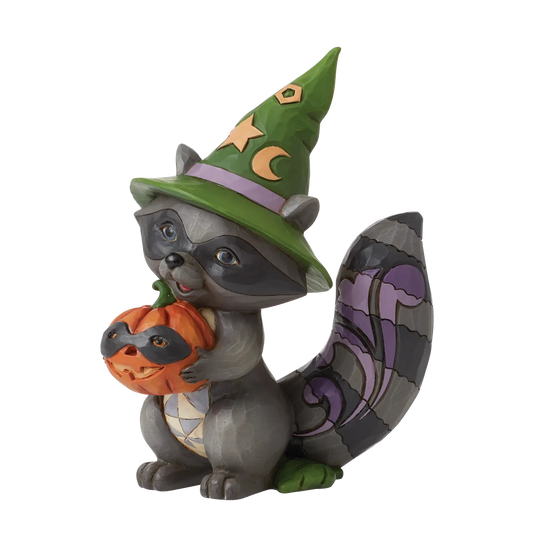 Jim Shore HALLOWEEN MASK-ERADE 6012748 Pumpkin Raccoon Figurine