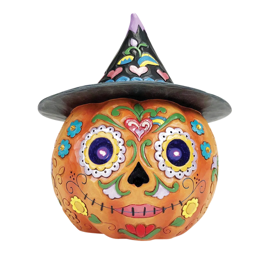 Jim Shore ALL HALLOWS HARVEST 6012753 Day of Dead Halloween LED Pumpkin
