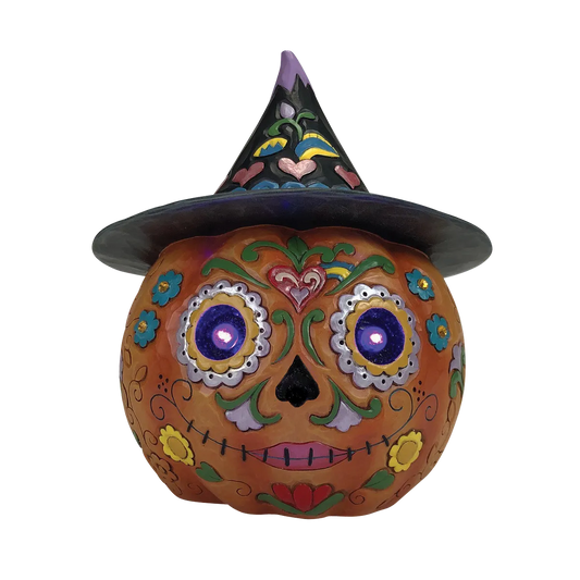 Jim Shore ALL HALLOWS HARVEST 6012753 Day of Dead Halloween LED Pumpkin