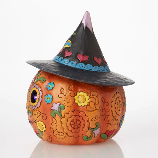Jim Shore ALL HALLOWS HARVEST 6012753 Day of Dead Halloween LED Pumpkin