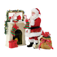 A VISIT FROM ST NICHOLAS Dept 56 Possible Dreams LED Fireplace Santa 6013930