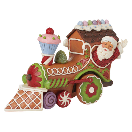 Jim Shore Gingerbread Christmas SANTA'S ON HIS WAY 6015432 Train