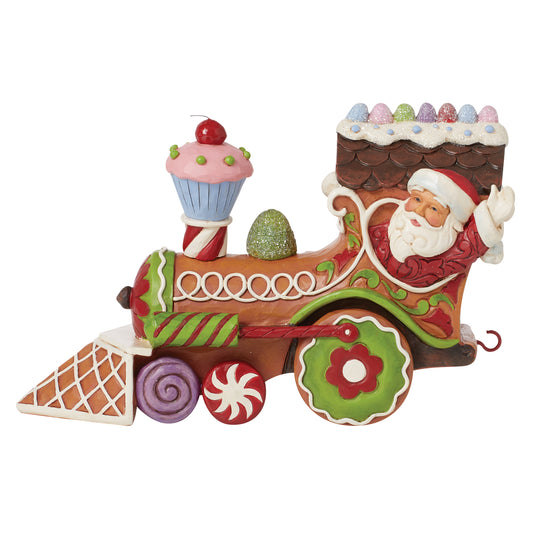 Jim Shore Gingerbread Christmas SANTA'S ON HIS WAY 6015432 Train