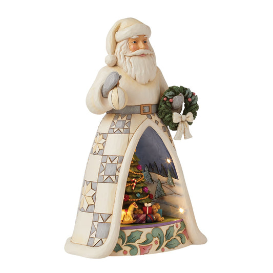 Jim Shore SCENIC SANTA 6015453 White Woodland LED Diorama Christmas Figurine