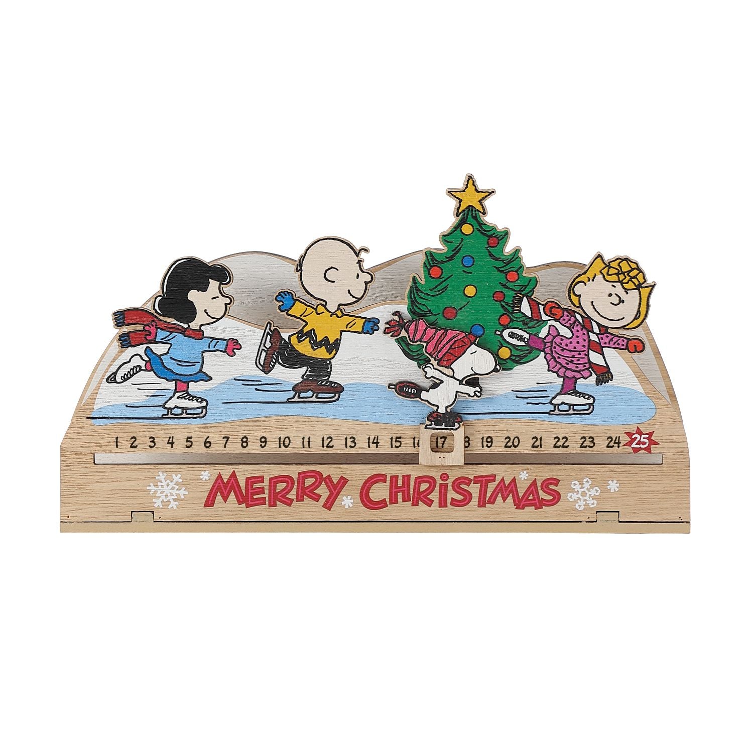 Dept 56 Flourish PEANUTS COUNTDOWN CALENDAR 6016557 Wooden Advent