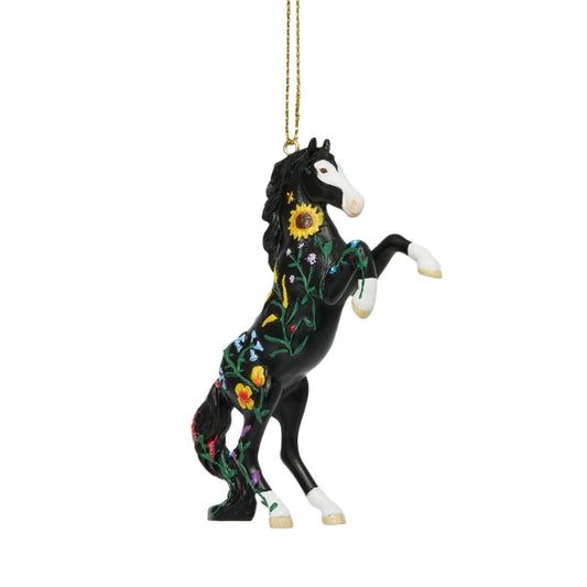 Trail of Painted Ponies Ornament WILDFLOWER 6016963 Black Horse Pony Flowers
