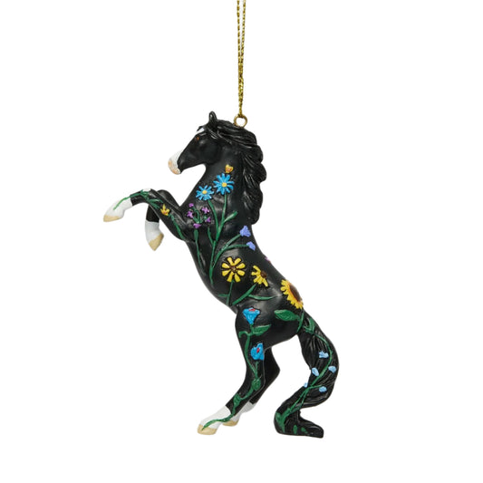 Trail of Painted Ponies Ornament WILDFLOWER 6016963 Black Horse Pony Flowers