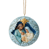 Jim Shore HOLY FAMILY ORNAMENT 6017008 Twilight Blue Gold Nativity Ornament