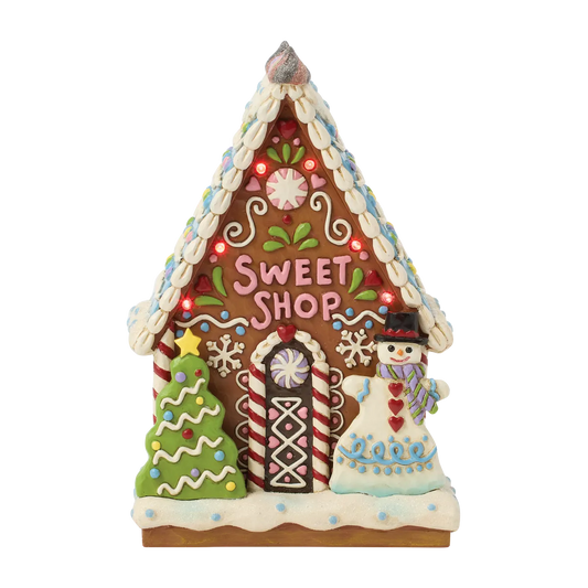 Jim Shore LIFE IS WHAT YOU BAKE IT Gingerbread Sweet Shop LED Figurine