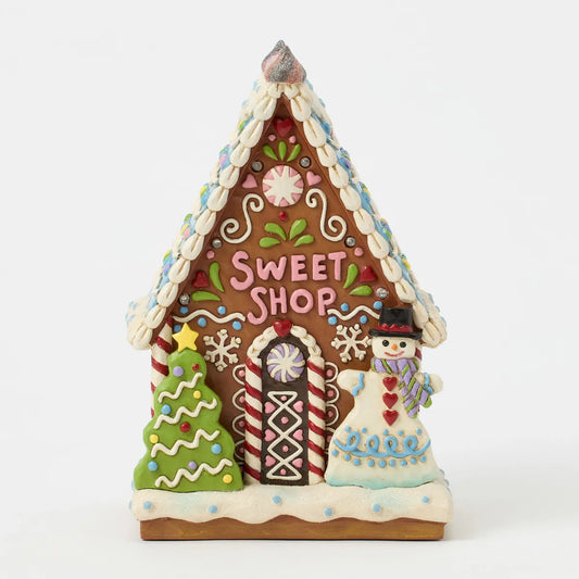Jim Shore LIFE IS WHAT YOU BAKE IT Gingerbread Sweet Shop LED Figurine