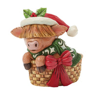 Jim Shore MINI HIGHLAND COW IN BASKET 6017278 Miniature Figurine