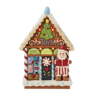 Jim Shore WISHING YOU A SWEET CHRISTMAS Gingerbread Toy Shop LED Figurine