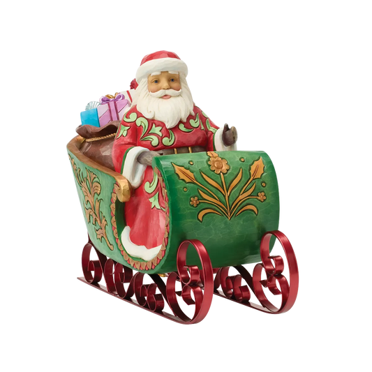 Jim Shore DASHING THROUGH THE SNOW 6019089 Musical Santa Sleigh Figurine