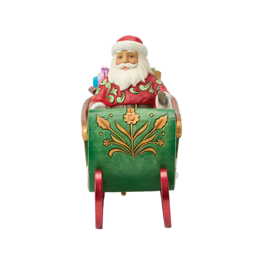 Jim Shore DASHING THROUGH THE SNOW 6019089 Musical Santa Sleigh Figurine