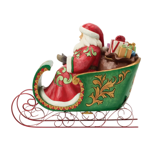 Jim Shore DASHING THROUGH THE SNOW 6019089 Musical Santa Sleigh Figurine
