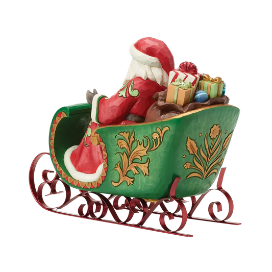Jim Shore DASHING THROUGH THE SNOW 6019089 Musical Santa Sleigh Figurine