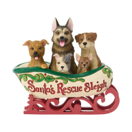 Jim Shore A TAIL-WAGGING CHRISTMAS 6019095 Santa's Rescue Sleigh Dogs Puppies