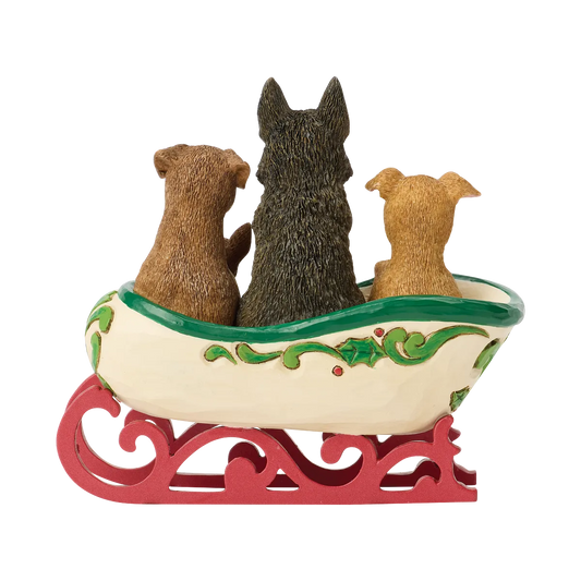 Jim Shore A TAIL-WAGGING CHRISTMAS 6019095 Santa's Rescue Sleigh Dogs Puppies