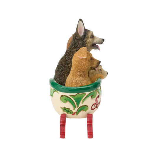 Jim Shore A TAIL-WAGGING CHRISTMAS 6019095 Santa's Rescue Sleigh Dogs Puppies