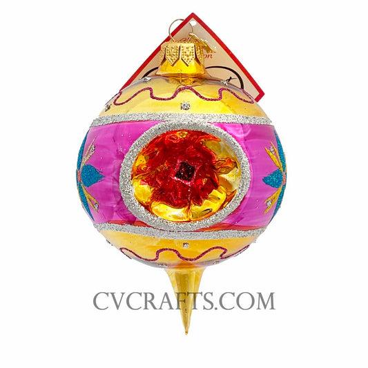 Magenta and Golden Yellow The Ornament King CANDY SPARKLER Assorted Ornament 42027B Christmas 2025