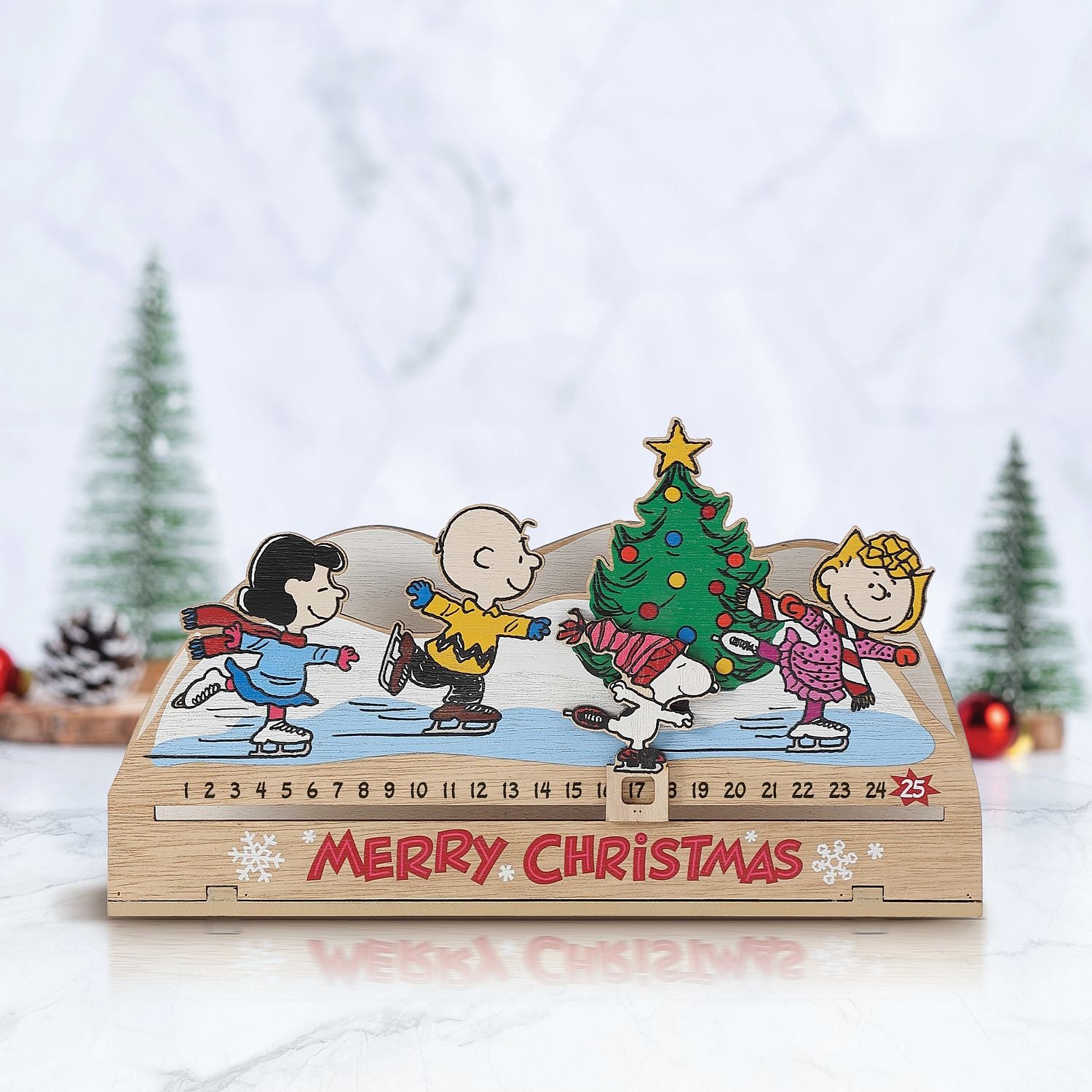 Dept 56 Flourish PEANUTS COUNTDOWN CALENDAR 6016557 Wooden Advent