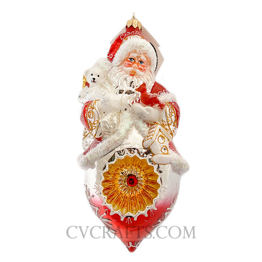 Heartfully Yours PAPA CLAUS - RED HAT 21352 Ornament LE 450 Santa Reflector