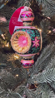 Christopher Radko Fantasia GILDED MIDNIGHT BLOOM Ornament 1022651 Reflector Drop
