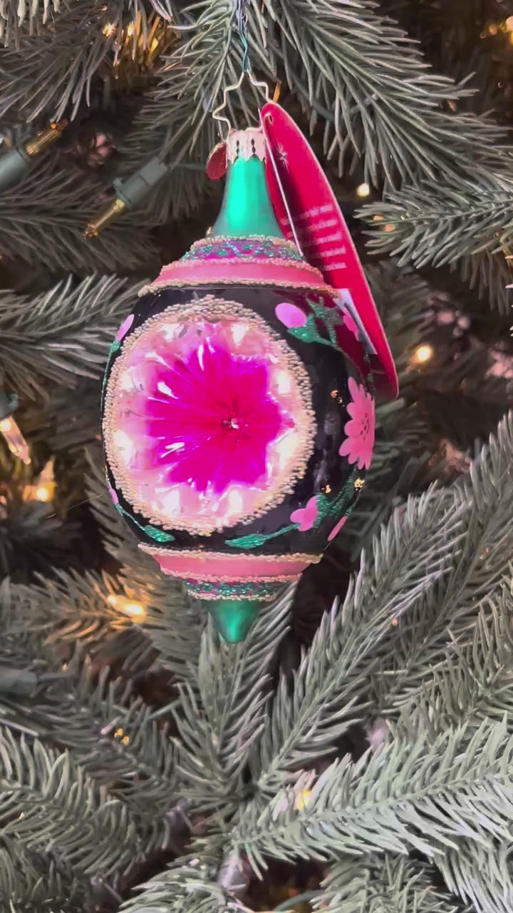 Christopher Radko Fantasia MIDNIGHT BLOSSOM DROP Ornament 1022478 Polish Drop