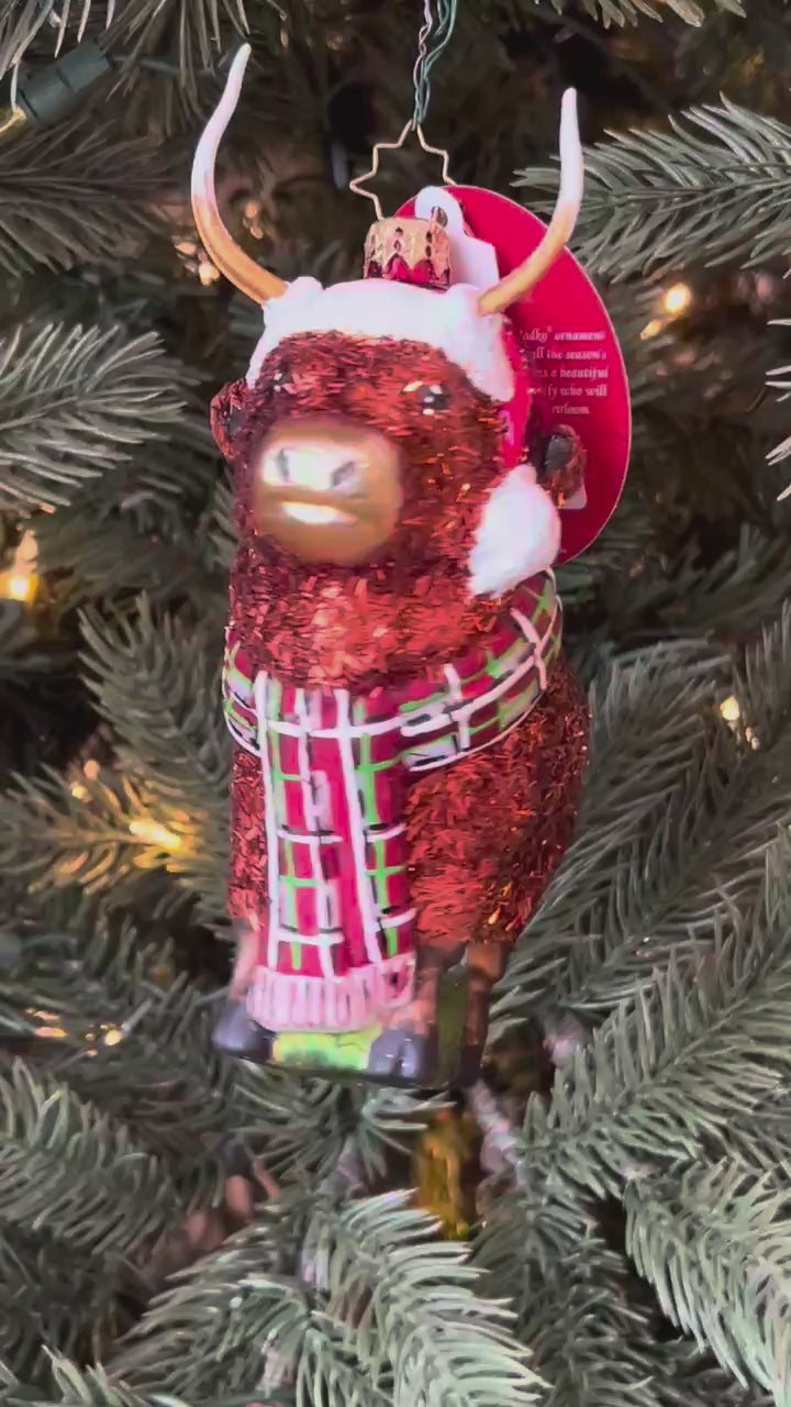 Christopher Radko HIGHLAND HOLIDAY Ornament 1022571 Christmas Highland Cow