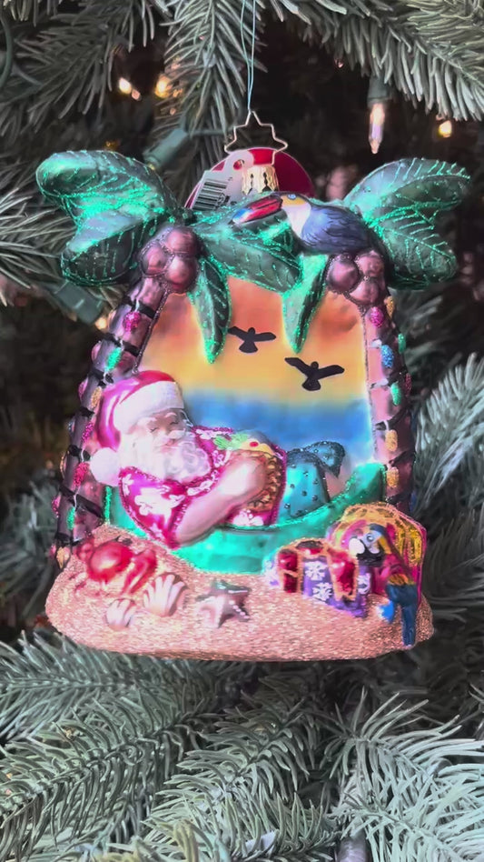 Christopher Radko SANTA'S BREEZY BREAK Ornament 1022626 Tropical Beach Santa