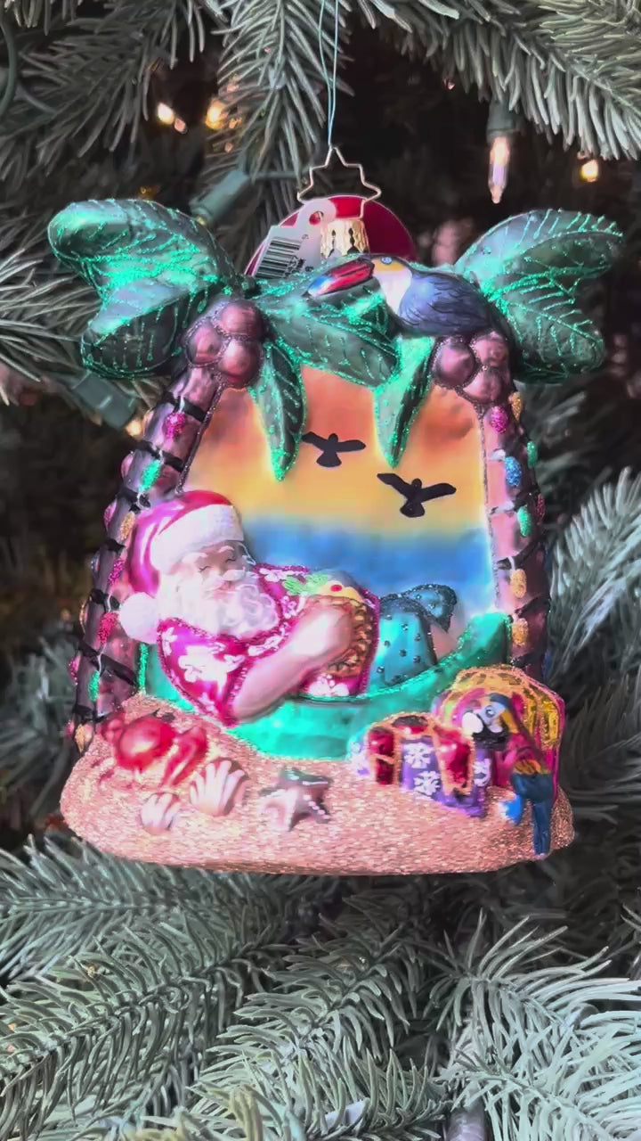 Christopher Radko SANTA'S BREEZY BREAK Ornament 1022626 Tropical Beach Santa