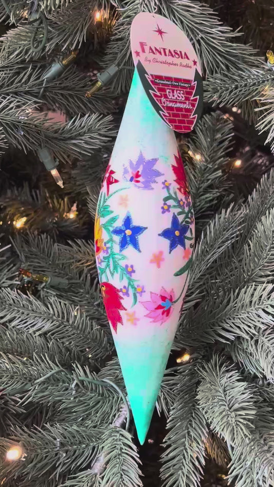 Christopher Radko Fantasia GREEN SEASON'S GLEAMINGS Ornament 1022116 Polish Drop