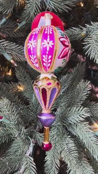Christopher Radko Fantasia FUSCHIA FANTASY Ornament 1022654 Large Pink Floral Drop